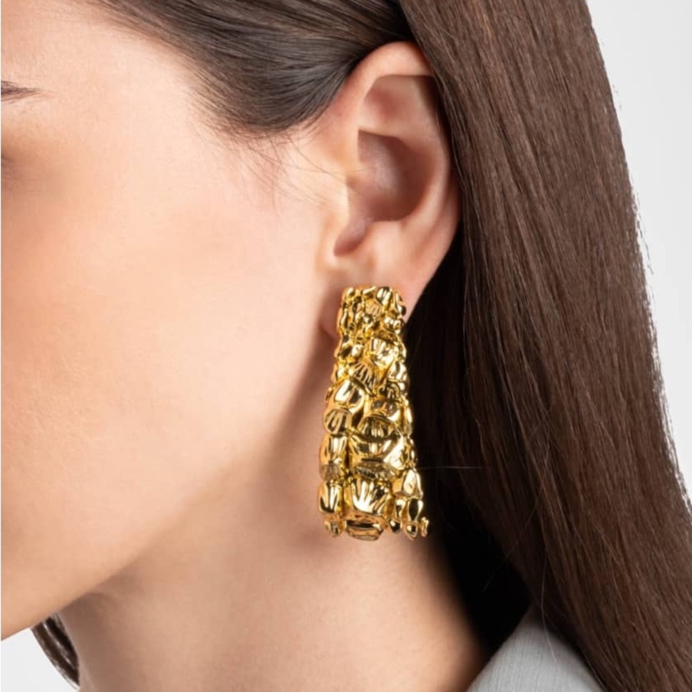 Alexis Bittar Sculpted Gold-Tone Statement Hoop Earrings